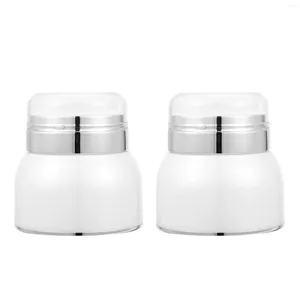 Aufbewahrungsflaschen 2 Stück Airless Creme Flasche Reise Buttercreme Pumpbehälter für Hautpflege Acryl Presstyp