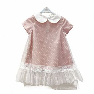 2024 spring and summer girls' dr doll collar polka dot lace little princ lady style dr e7Qu#