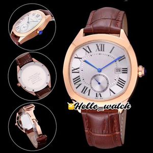 41mm Drive De WGNM0003 Relógios Mostrador Branco Swiss Quartz Mens Watch Rose Gold Case Brown Leather Strap Sport Relógios de Pulso Alta Quali278C