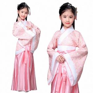 Traditial Chinese Dance Costumes For Girls Ancient Opera Tang Dynasty Han Ming Hanfu Dr Child Clothing Folk Dance Children V7BD#