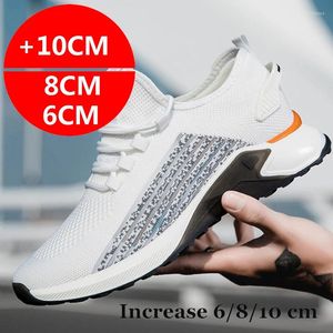 Buty swobodne letnie oddychające mężczyźni trampki Winda 8 cm 6 cm Wysokość rosnąca dla mężczyzn codziennych wulkanizowanych