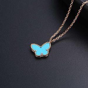 Designer Brand Van Light Luxury White Agate Snake Bone Chain S925 Silver Butterfly Necklace Female Rose Gold Crowd Design High Sense