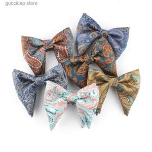 Bow Ties Mens bow tie evening dress perris cashew flower boys big bow tie polyester jacquard bow tie wedding bow ties Y240329