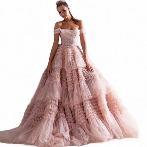 aleeshuo Gorgeous Tiered Tulle Prom Dres Sweetheart Maxi Ruffles Off The Shoulder A-Line Evening Party Dres Lg Prom Gown 27l8#