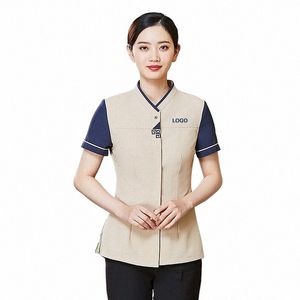 women's Cleaning Work Hotel Receptiist Uniform Costume Housekee Waiter Clothes Massage Nail Beautician Cafe Work Outfit T0Dv#