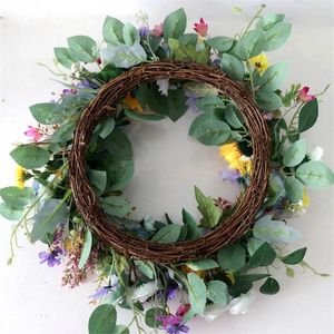 Decorative Flowers Exquisite Spring Flower Wreath With Roses Sunflowewr For Home And Commercial Use