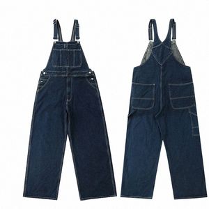 hip hop luźne workowate szerokie nogi dżinsy mężczyźni swobodne wiosenne jesienne spodnie American High Street kombinezon retro vintage cargo spodnie W1MV#