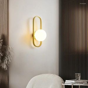 Wall Lamp Modern Glass LED Bedside Sconce Bedroom Stair Study Backdrop Aisle Corridor Fixture Living Room Home Decorative Beauty