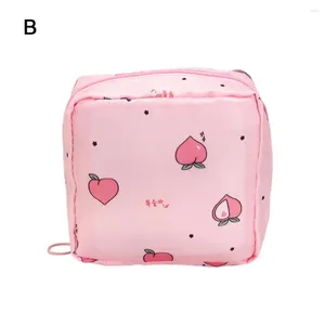 Storage Bags Key Card Pouch Cartoon Print Towel Bag With Zipper Closure Hanging Hoop Portable Girls Diaper Napkin Coin Purse