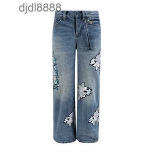 Men's designer pants High Street Trendy Off amira Jeans with distressed patchwork leather patches elastic slim fit deep blue mens