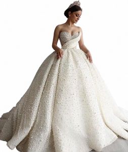 luxury Pearls Wedding Dres 2023 Sweetheart Dubai Chapel Wedding Gowns For Women Special Brides Dres Vestido De Casamento X5lU#