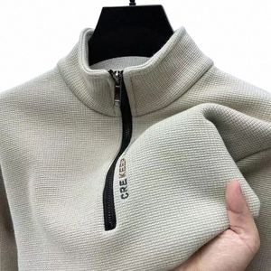 fi Maglione caldo da uomo Maglieria Tinta unita Grosso Mezza cerniera Maglione ispessimento Abbigliamento da uomo di lusso Maglione dolcevita 928U #