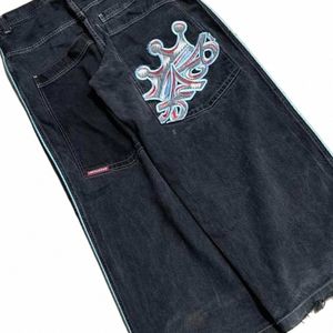 Jnco Новые джинсы Хип-хоп Джинсы с ретро-рисунком Мужчины и женщины High Street Свободные джинсовые брюки Harajuku Повседневные широкие брюки с высокой талией 23Ra #