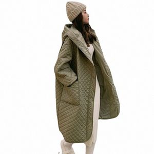 autumn Winter Korean Loose Fi Women Down Cott Coat Hooded Medium Length Cott Coat Large Pocket Windproof Coat H22n#