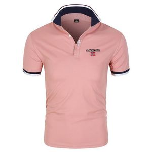 Summer Men Casual Designer Drukuj koszulka z krótkim rękawem dla mężczyzn Henley kołnierzy