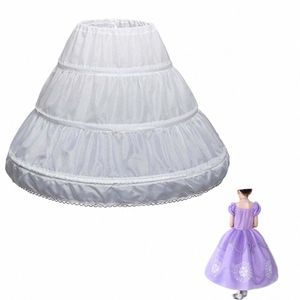 2023 White Children Petticoat A-Line 3 Hoops One Layer Kids Crinoline Lace Trim Fr Girl Dr Underskirt Elastic Waist Cheap z9HI#