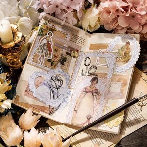 Gift Wrap 50 Pcs/Pack Memo Material Book Classical Art Lace Border Plant Hand Account Decorative Note Writing Paper 6 Kinds