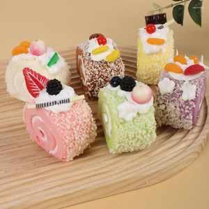 Decorative Flowers Simulation Swiss Roll Cake Model Dessert Fake Food Home Stage Crafts Pography Props Shop Display