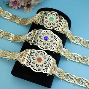 أحزمة سلسلة الخصر Sunspicems Gold Color Morocco Caftan Belt for Women عباد الشمس حزام الزفاف الجزائري اللباس Kaftan Abaya Belt Y240329