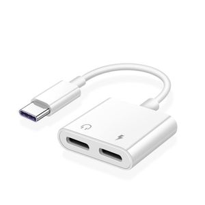 Adaptadores de telefone celular 2 em 1 Dual Type-C Dac Jack Adaptador de fone de ouvido para S21 S20 Nota 20 Plus Huawei Usb-C Tipo C para 3,5mm Aux O Headphone Otzlu