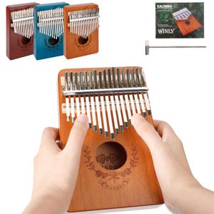 Muspor 17 tasti scheda singola nucleo pollice in legno Qin fiore di pesco cuore Kalimba (stile floreale)