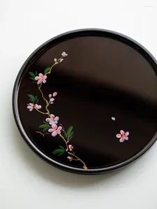 Tea Trays Hand-painted Bamboo Pots Bear Creative National Trend Style Small Dry Brew Tray Bearing Household Simple