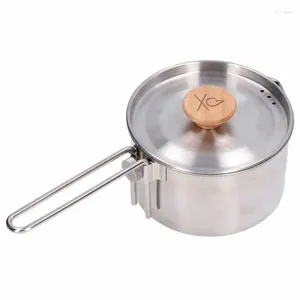 Köksredskap uppsättningar utomhus kaffekanna rostfritt stål camping pip design förhindra korrosion avtagbart handtag med lock för vandring picknick