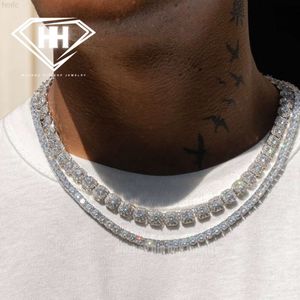 Hiphop Chain Cluster Tennis Necklace 10mm S925 Sterling Silver White Gold Plated Iced Out Moissanite Diamond Tennis Necklace