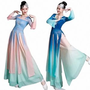 Классический танцевальный костюм в китайском стиле, женский костюм в китайском стиле с феей и веером, танцевальный костюм Q8N6 #