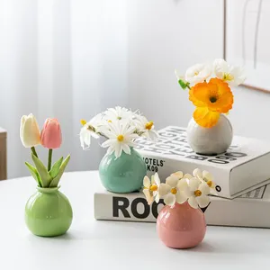 Vases Mini Ceramic Vase Flowerpot Hydroponics Flower Plant Bottle Pot Arrangement Decoration Home Desktop Ornaments