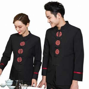 Abbigliamento da lavoro dell'hotel Ristorante cinese Uniformi da cameriere Autunno e inverno Manica Lg Camicia da cameriere Tea House Negozio Abbigliamento da lavoro Vendite Y8zS #