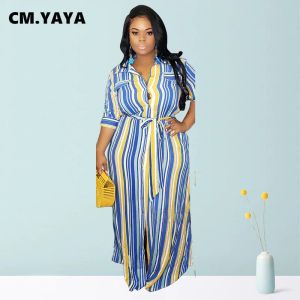 Klänningar cmyaya plus size kvinnor vinter mode randig tryck bodycon maxi klänning sexig nattklubb avslappnad långa klänningar vestidos