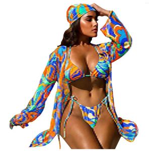 Women's Swimwear 2024 European And Border For Women Sexy Long Sleeved Cardigan With Conservative Swimsuits Shorts