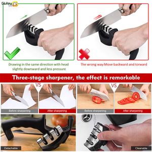 Knife Sharpener 4 Stages In 1 Professional Whetstone Kitchen Sharpening Stone Scissors Grinder Diamond Fine Chef Cooking Tool