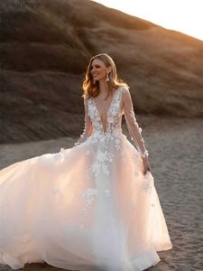 Abiti sexy urbani Abito da sposa con scollo a V profondo 2024 Abiti da sposa eleganti con applicazioni di fiori Abiti da sera senza schienale Abiti da sposa yq240329