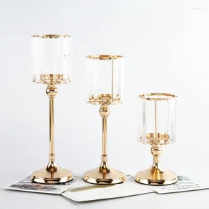 Ljusstakar kristallglashållare ljusstake europeisk hantverk dekoration för ljusbordet med levande ljus