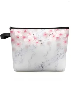 Kosmetiktaschen, Marmor-Pfirsich-Rosa-Blumen-Make-up-Tasche, Reiseutensilien, Damen-Toiletten-Organizer, Kinder-Aufbewahrung, Federmäppchen