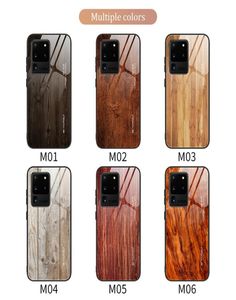 Tempered Glass Wood Grain Cases For Samsung A21 A21S NOTE 20 PRO A10 A81 A91 A51 A71 S20 Ultra A20S Bling Protective TPU Phone Cov9482185