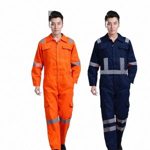 Männer Arbeitsuniformen Hi Vis Overalls Arbeitskleidung Sicherheit Reflektierende Bänder Blau Orange Arbeitskleidung Werkstatt Mechanische Arbeitsoveralls z257 #