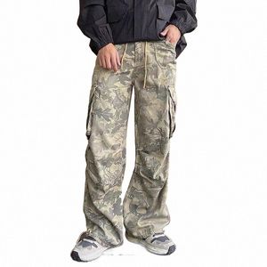 2023 Y2K Fi Side Pockets Camoue Baggy Cargo Jeans Pants Men Clothing Wide Leg Women Cott Lg Trousers Pantali Uomo F7a4#