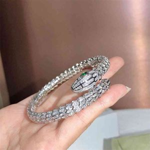 Altın Tam Matkap Snake Lady Bilezik Kişilik Moda Trendi Kadın Bilezikler Twinkle Dans Partisi Hediye 210918281p