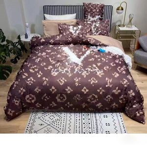 Designer sängkläder set klassisk brevlogo tryck mörk duvet täcke lakan kudde täcke 4 stycken set ren bomulls sängöverdrag sovrum dekoration kung queens size lakan