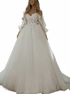Романтическое свадебное платье с открытыми плечами Dr Classic бальное платье Princ Puff Sleeve Bride Dres Vestidos De Novia P83c #