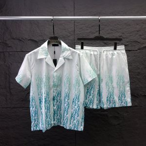 Mäns avslappnad sportskjorta Kort ärm geometrisk tryckskjorta Men's Beach Shorts Fashion Shirt M-3XL #033