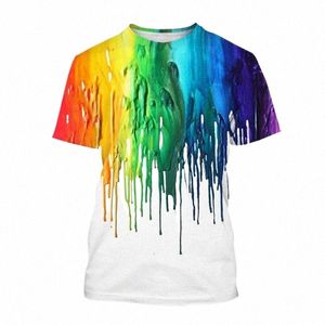 2023 nova cor fi spl tinta gotejamento colorido 3d impresso camiseta masculina e feminina casual de manga curta t-shirt k9ni #