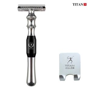 Titan Högkvalitativ rakning Razor Safety Razor for Men Metal HandlarePlableble Blade Razor Machine för rakning 240314