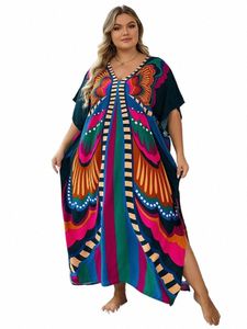 2024 Summer Nowy przyczynowy manotnik Batwing Kaftan Maxi Dr for Women Letni strój