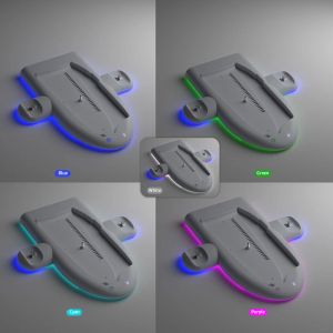 Supporti Base di ricarica per raffreddamento a luce LED per console di gioco host PS5 Slim Supporto di ricarica Luce colorata Rgb per accessorio Ps5 Slim