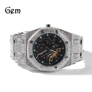 Mens Hip Hop Full Drill Hollow Mechanical Watch Fashion Personality New Mens Watch