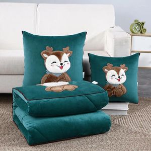 Blankets 2 In 1 Pillow Travel Blanket Cartoon Plush Thicken Filled PP Cotton Fold Air Conditioner Quilt Car Home Sofa Decoration